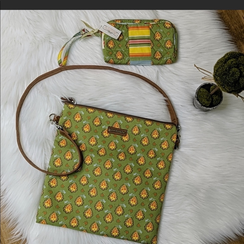 NWT Longaberger Homestead quilted purse-wallet set
